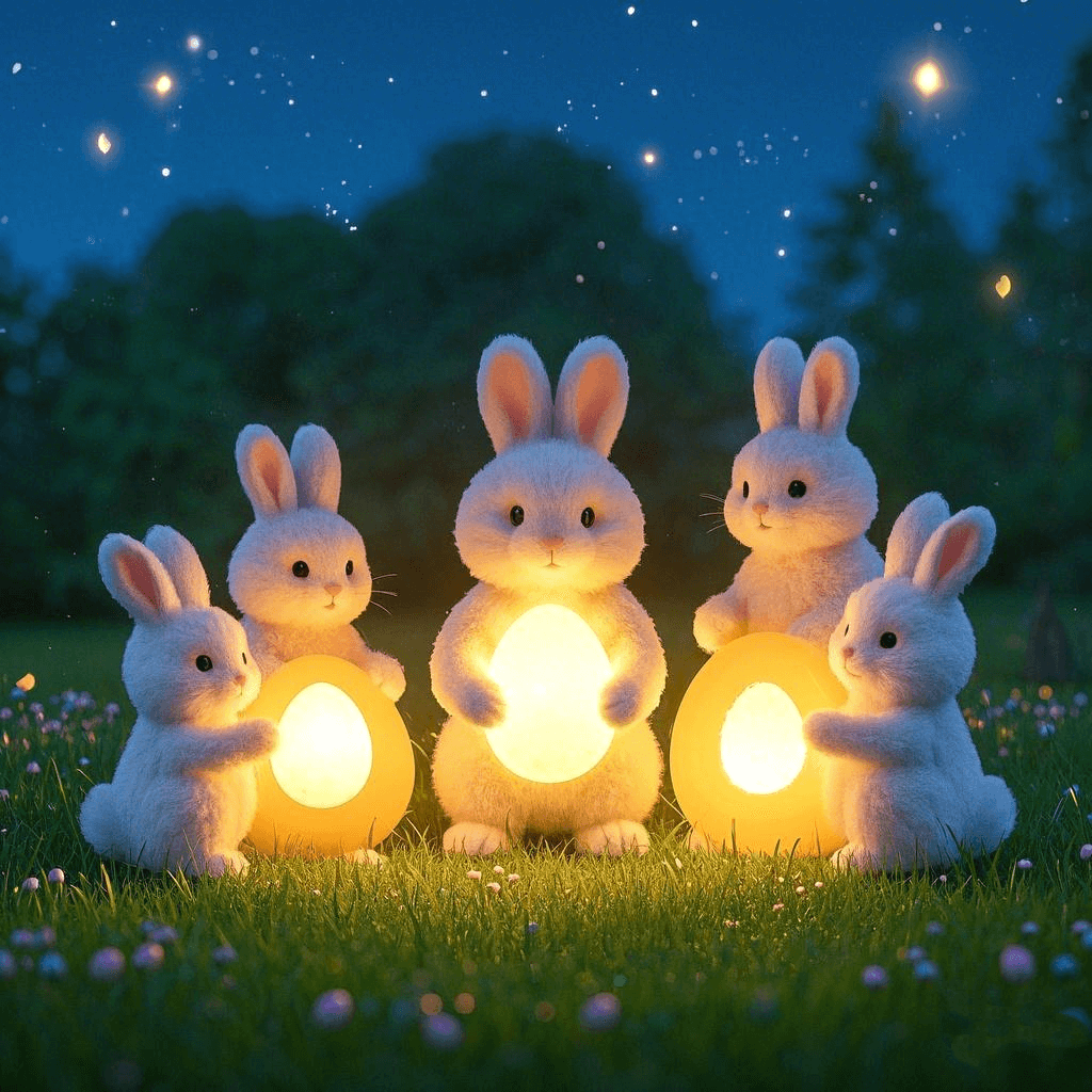 Plush Bunny with Light Up Egg,Igniting the Customization Craze!